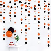 Vista 3 de Guirnalda de puntos circulares naranjas y negros de 46 pies, color negro, naranja y blanco, para cumpleaños, boda, despedida de soltera, baby