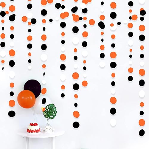 Miniatura 3 de Guirnalda de puntos circulares naranjas y negros de 46 pies, color negro, naranja y blanco, para cumpleaños, boda, despedida de soltera, baby