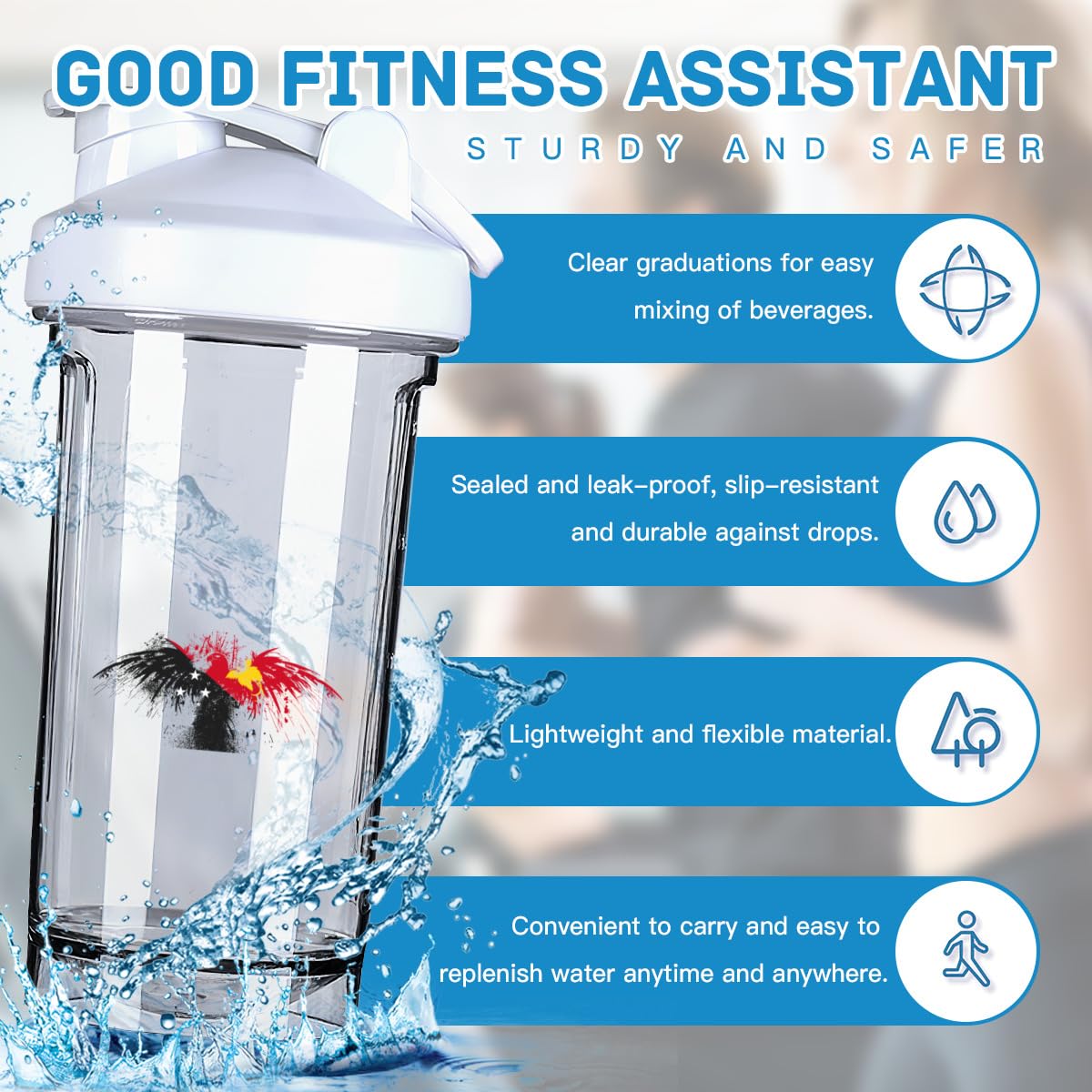 Guinea Papua New Guinean Flag 18 Ounce Shaker Bottle Drink Mixer Leak-proof Pre Workout Protein Shakes Meal Replacement Shakes Bottles 500ML/18 Oz White