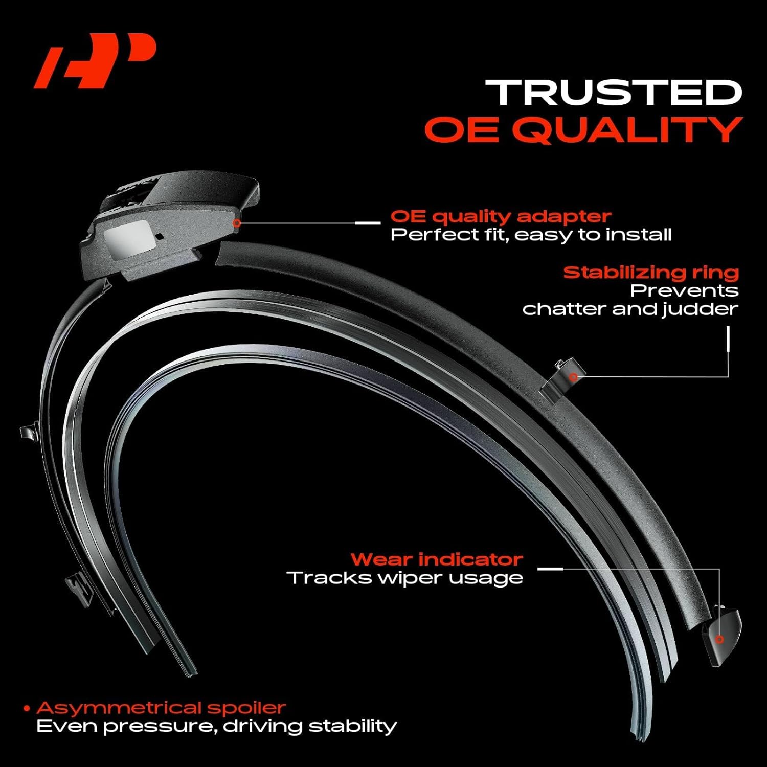 A-Premium 21"+19"+15" Windshield Wiper Blades Compatible with Volkswagen Jetta 2001-2005 & Subaru Forester 1998-2002 - Front Rear Wipers Blade Set for Hook Arm, with Wear Indicator & Towel (Pack of 3)