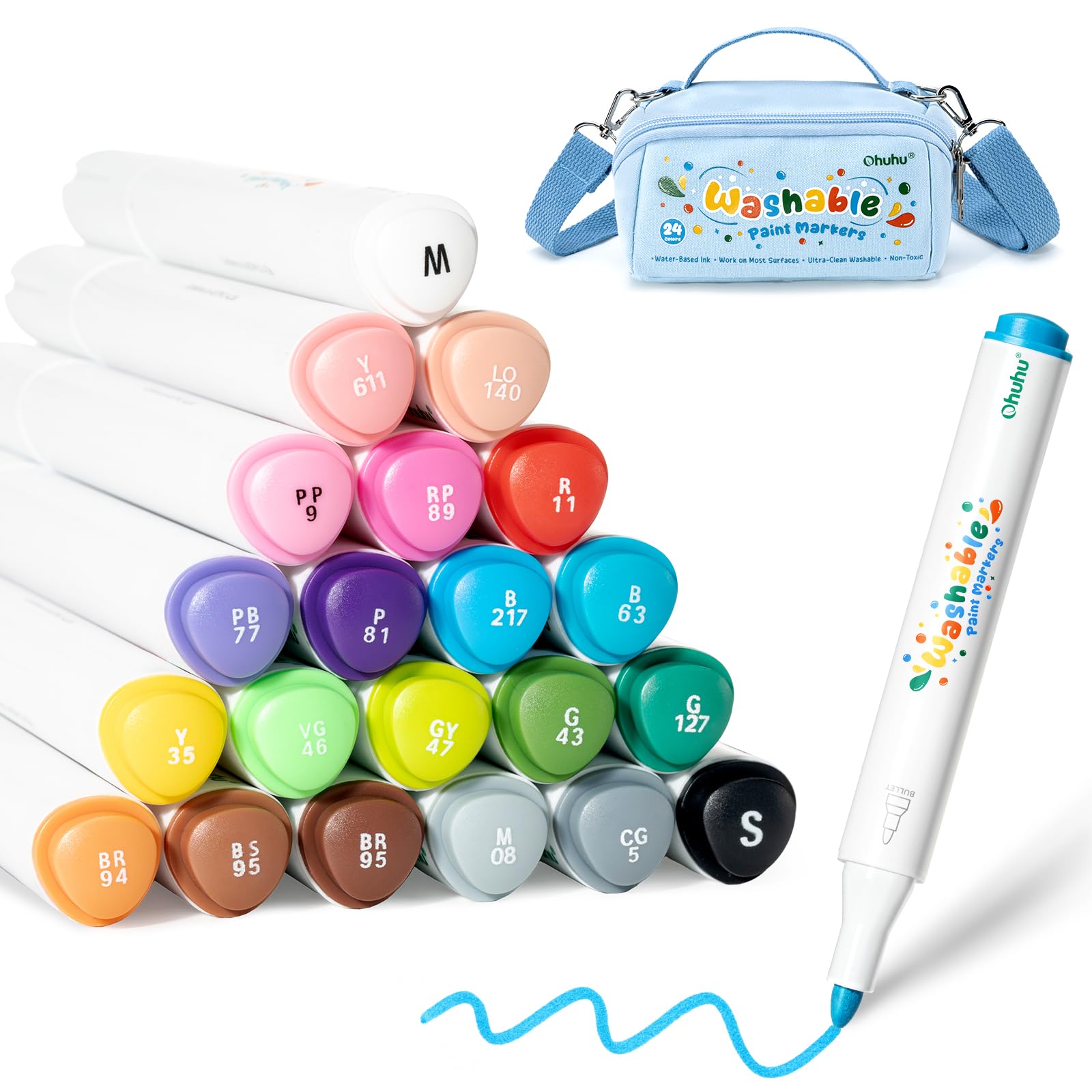 Kit Pennarelli A Punti Per Bambini – 12 Colori Da 60 Ml – Lavabili E Atossici Con Grembiule E Libro Attività - 4