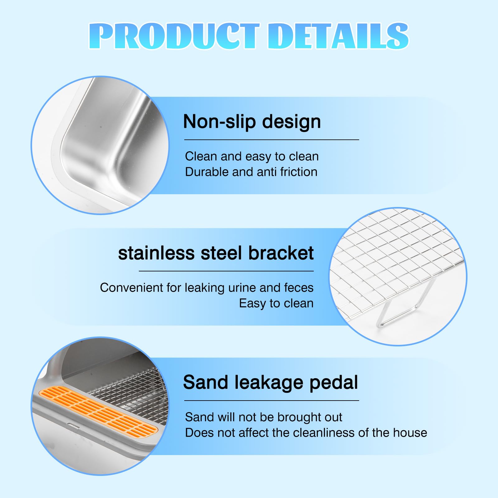 Stainless Steel Rabbit Litter Box w Hay Feeder and Litter Scoop, 19.7 x 13.8 x 7.9 Inch Large Litterboxes w Raised Grid, High Sided Kiter Box for Bunny, Guinea Pig, Ferret, Small Snimal, Hamster - image 6