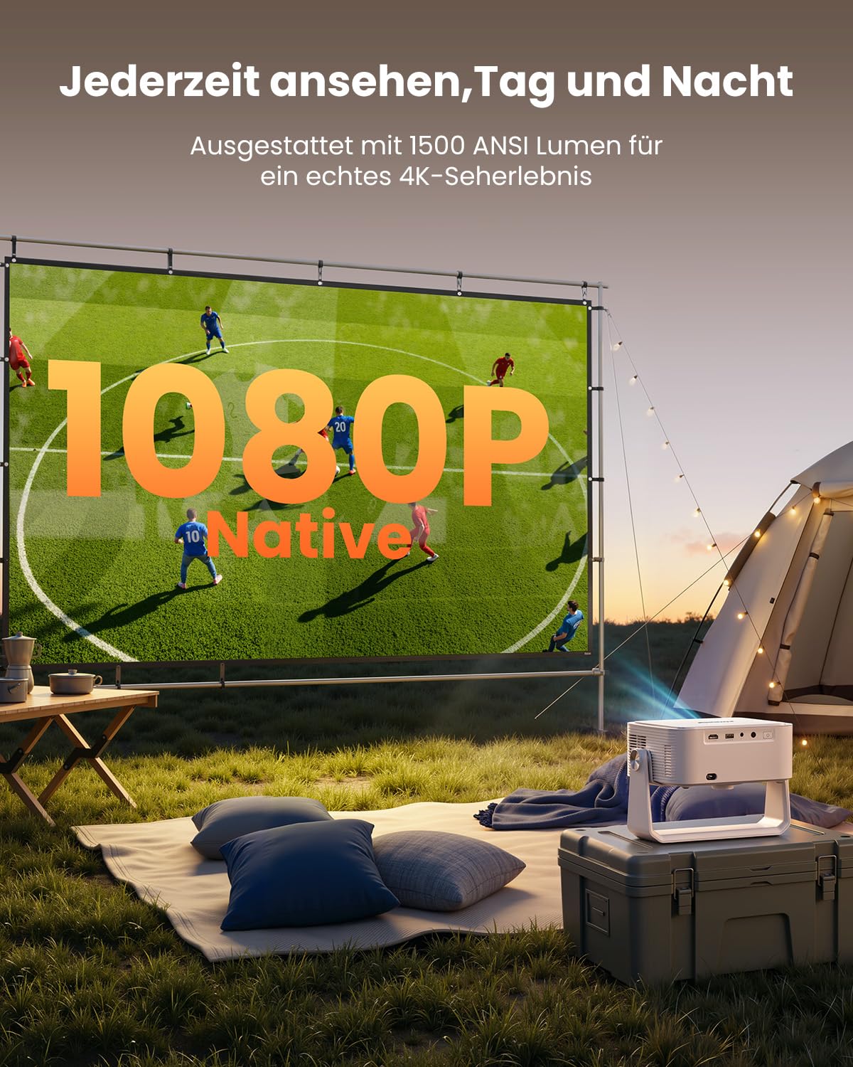 iSinbox 4K Beamer Outdoor mit Netflix, 2x20W Dolby & DTS, HDR10+, WiFi 6 | Schwenkbarer Ständer,Auto Screen Fit, KI-Autofokus, 6D-Keystone, Bluetooth 5.4 Projector für Heimkino, Gartenkino & Gaming