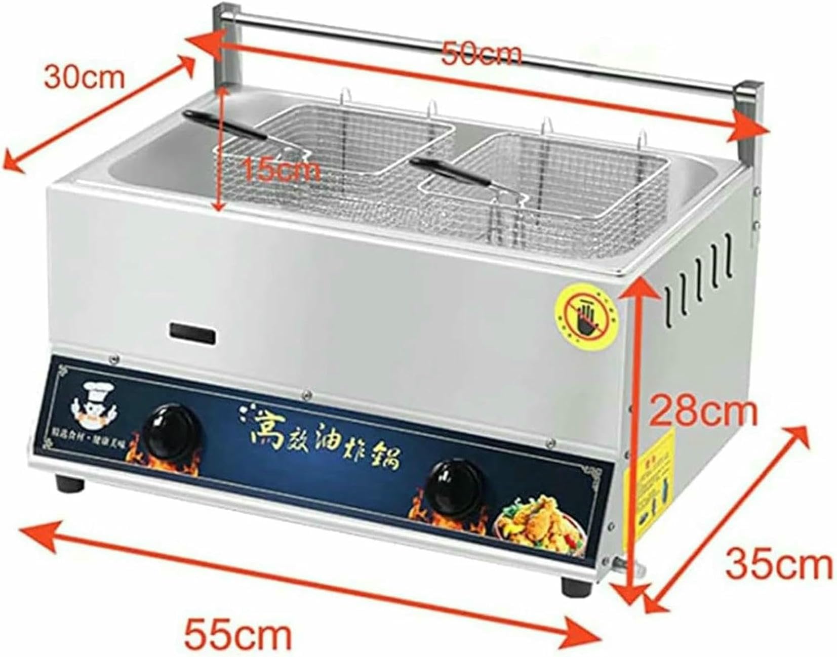 Friggitrice per Gas Professionale, Friggitrice per profondità Commerciale, Friggitrice per Pollo in Acciaio Inossidabile 10L/20L con Scoop di Cesto, per La Cucina Commerciale della Casa ~/