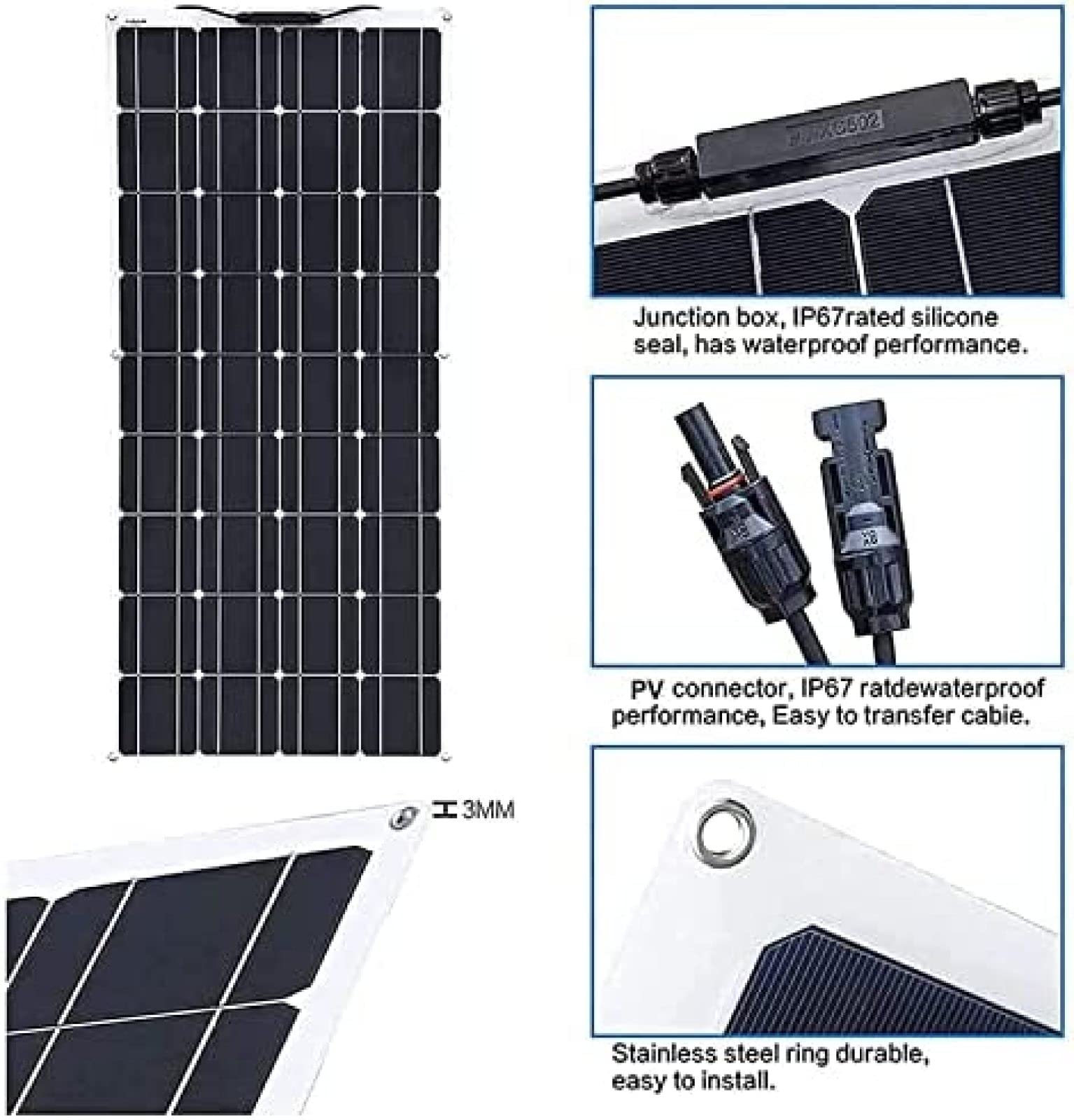 Kit pannello solare 600W 2x300W pannelli solari monocristallini per case, camper, flessibili con controller 40A