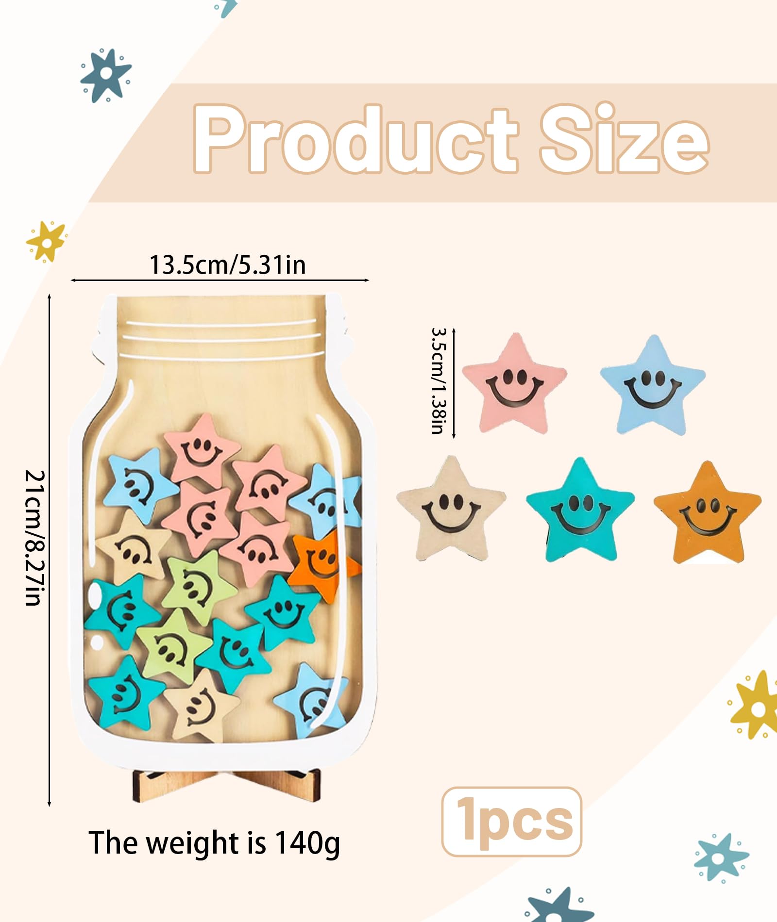 Star Stickers for Kids Rewards, Reward Jar for Home and Classroom Use, Colorful Smiley Star Design, Behaviour Potty Training and Daily Chores Reward Chart for Kids, Reward Jar for Classroom (Star) - Image 7 thumbnail