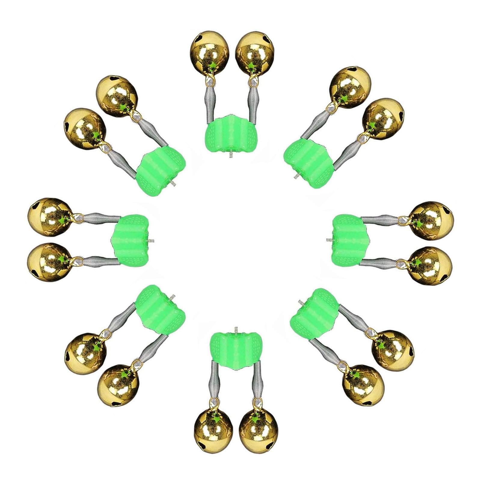 ZYLPYQ 8Pcs/Set Fishing Rod Alarm Dual Alert Bells,Green Clip Brass Alarm Bell?Pole Bell
