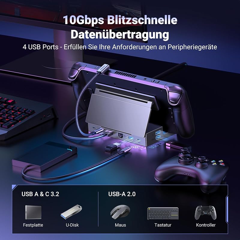 UGREEN Steam Deck Dokkoló Állomás 9-in-1 4K HDMI USB Portokkal Állítható Tartó Steam Deck OLED ROG Ally Legion Go iPad MacBook Kompatibilis