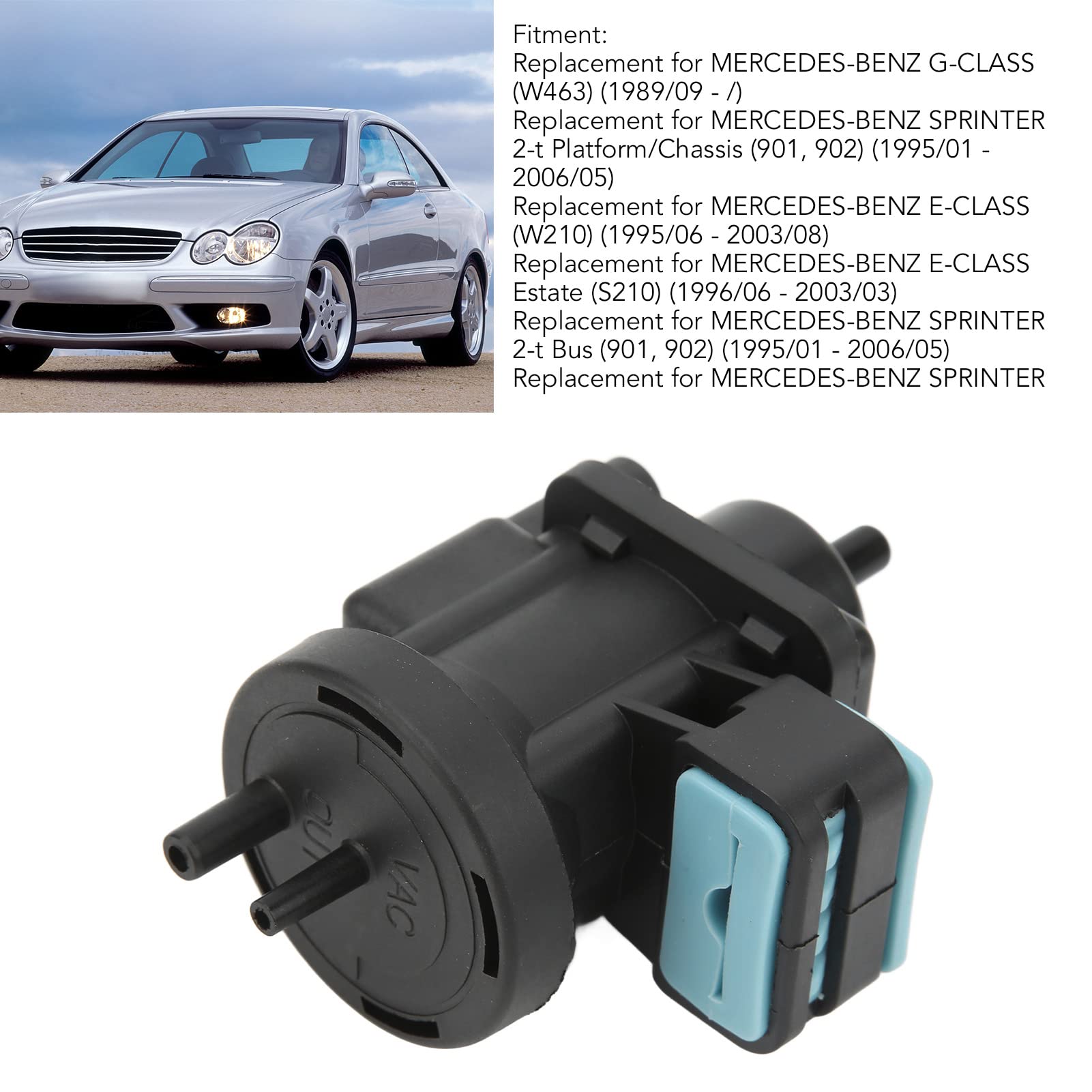 Convertidor de Presión de Válvula Turbo Boost de 12 V ,Válvula Solenoide de Convertidor de Presión de Vacío de Turbocarga A0005450527 Reemplazo para ‑ W163 W203 W210 W463 de turbina