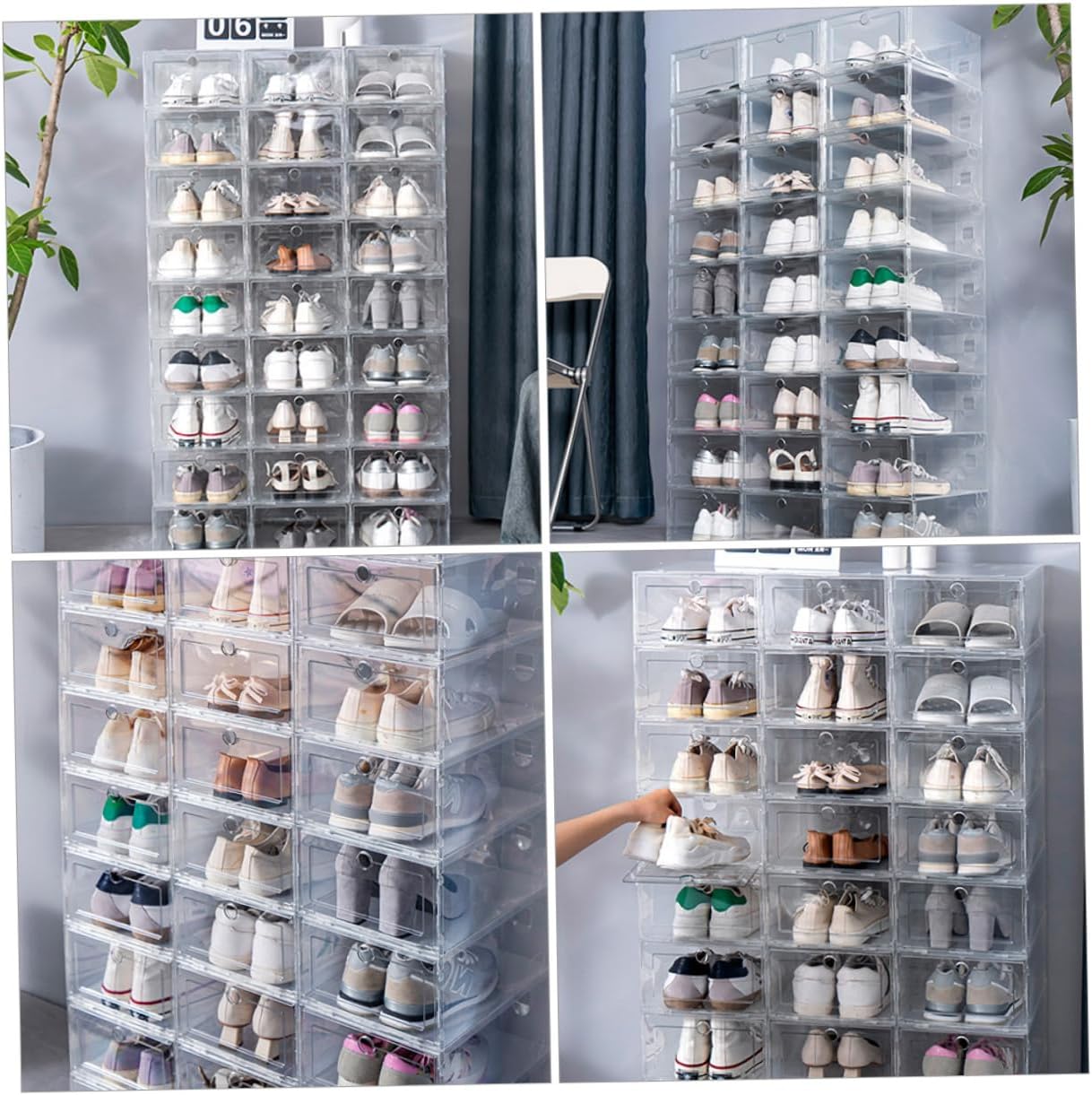 Cabilock 6pcs Shoe Display Case Lids Shoe Boxes Organize Sturdy Plastic Storage Container