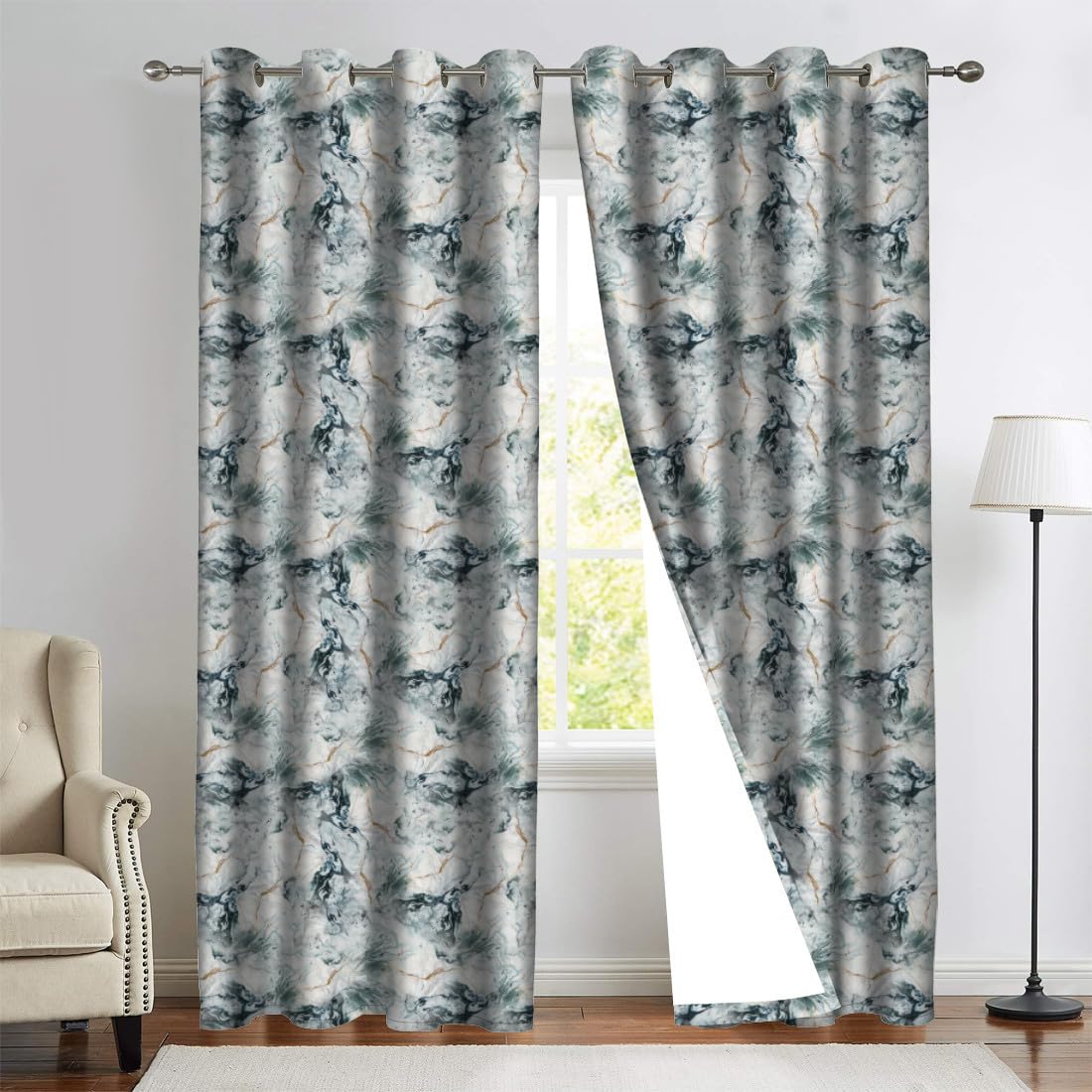 Marble Print Curtains - Elegant Home Décor -3