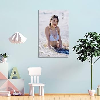 ピンク水着の美人キャラクター色鉛筆画 Amazon.co.jp: 高鶴桃羽かわいいセクシービキニ水着ポスター画像