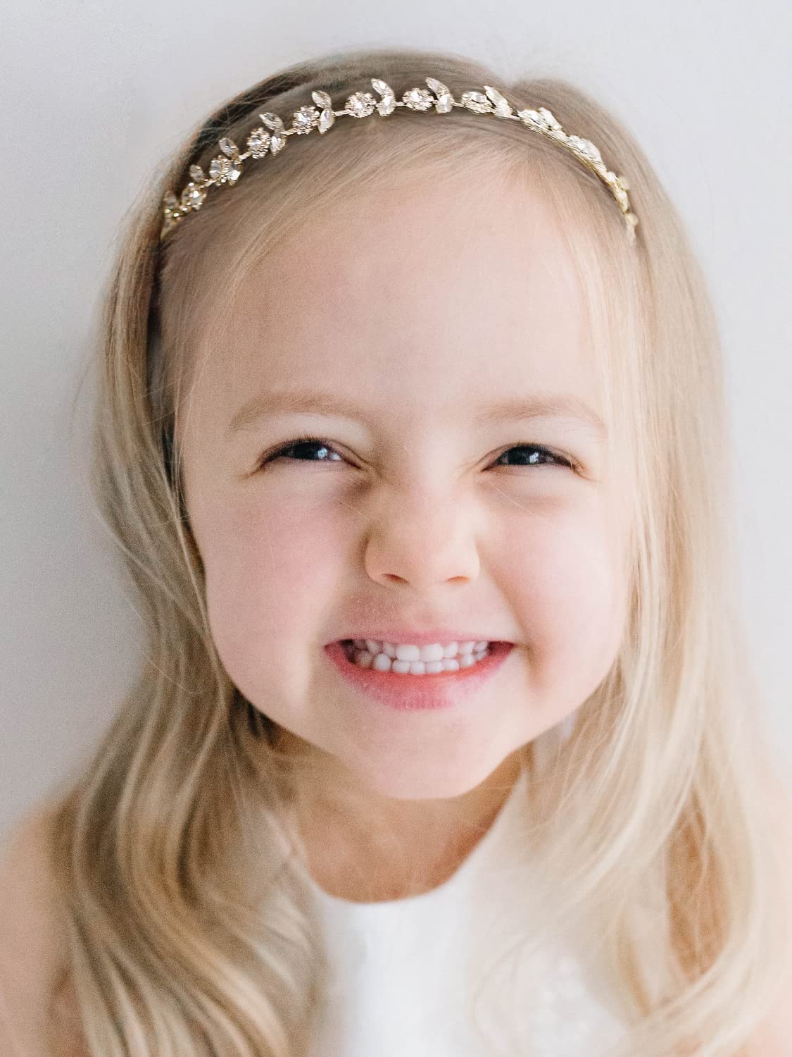 SWEETV Gold Baby Girl Headband Flower Girl Headpiece Princess Crystal Wedding Hair Accessories for Birthday Party, Photography - Image 4