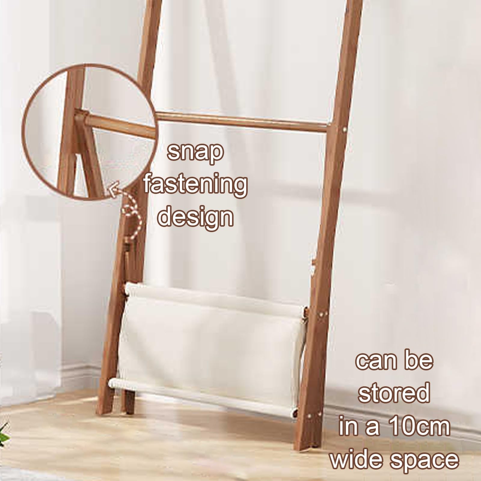 Appendiabiti triangolare in bambù con borsa portaoggetti stabile per ingresso nizer per corridoio camera da letto (marrone, 79 x 44 x 116 cm) elegante e funzionale Perchero per la casa