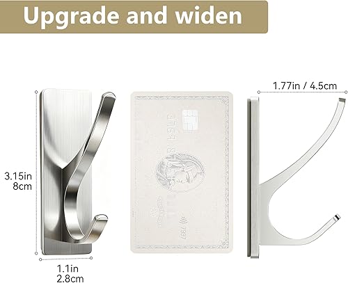 Miniatura 3 de pickpiff Ganchos autoadhesivos para colgar Gancho de pared de acero inoxidable resistente para toallas, mochilas, sombreros, colgador de metal
