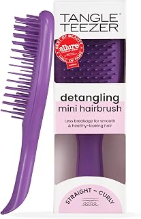 Tangle Teezer Escova de cabelo desembaraçadora definitiva, elimina nós e reduz a quebra, mini escova de cabelo para viagens, mãos pequenas e todos os tipos de cabelo, roxo fresco
