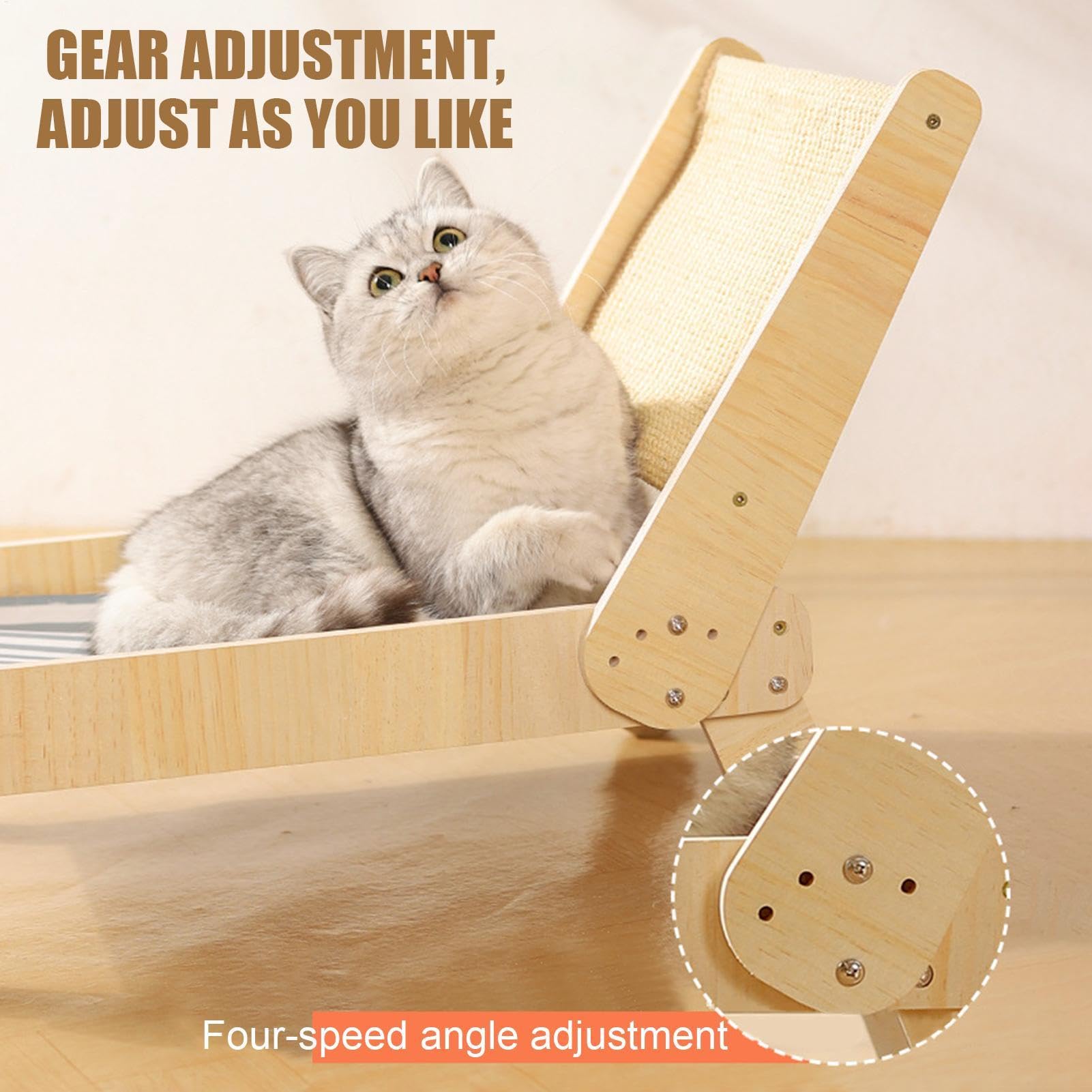 Cat Sisal Chair, Sisal Cat Hammock Camas de rascador elevadas para Gatos | Cama de playa de 4 posiciones para un cachorro de gatito para adultos