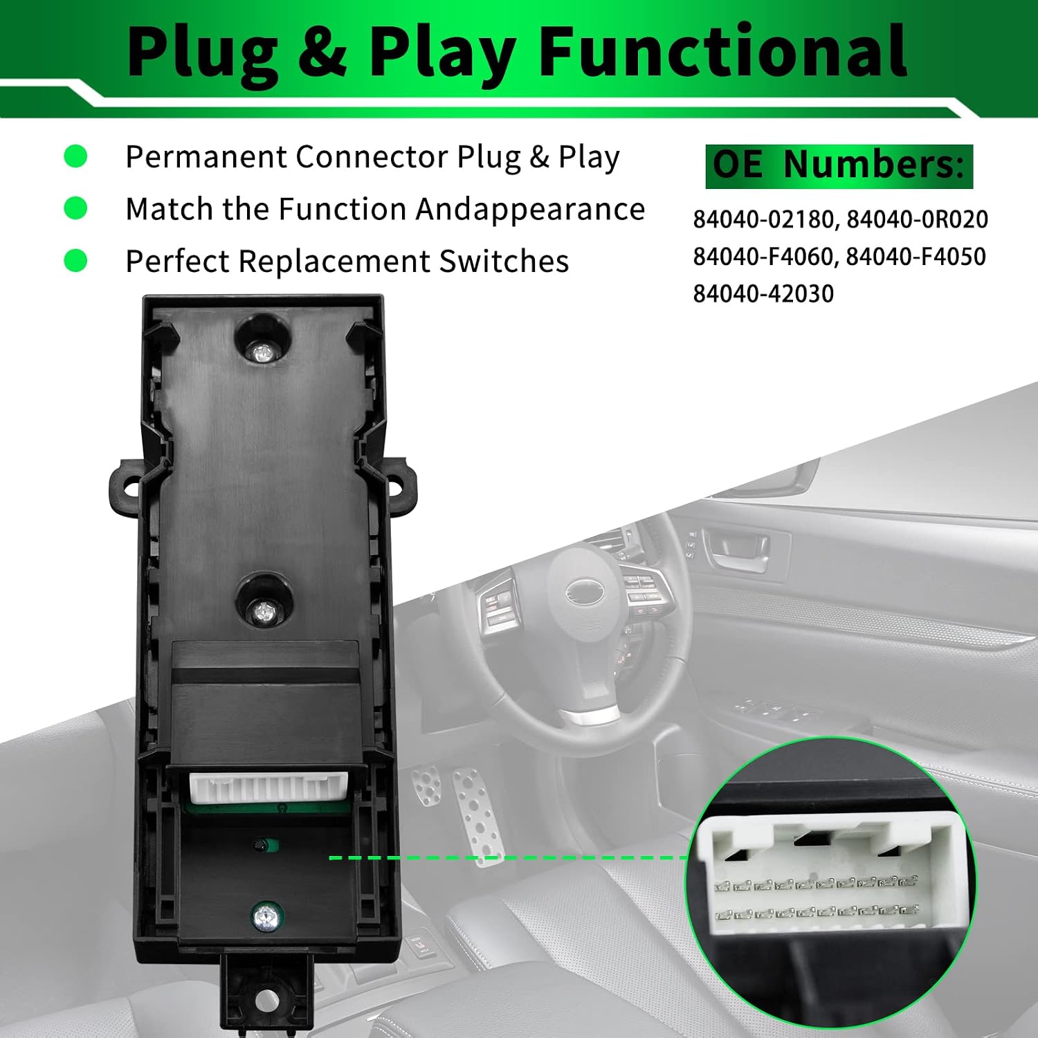 Power Window Switch Front Left Driver Side for:-Toyota for:-RAV4 2019-2021, CHR 2018-2021 Replaces OE#84040-02180, 84040-F4050, 84040-42030