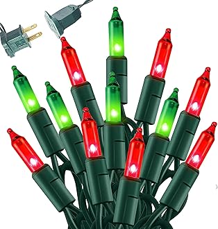 Red and Green Christmas Mini String Lights, 20FT 100 Count Incandescent Waterproof Fairy Lights Plug in, Connectable Christmas Decorations for Indoor Outdoor Home Party Garden Yard