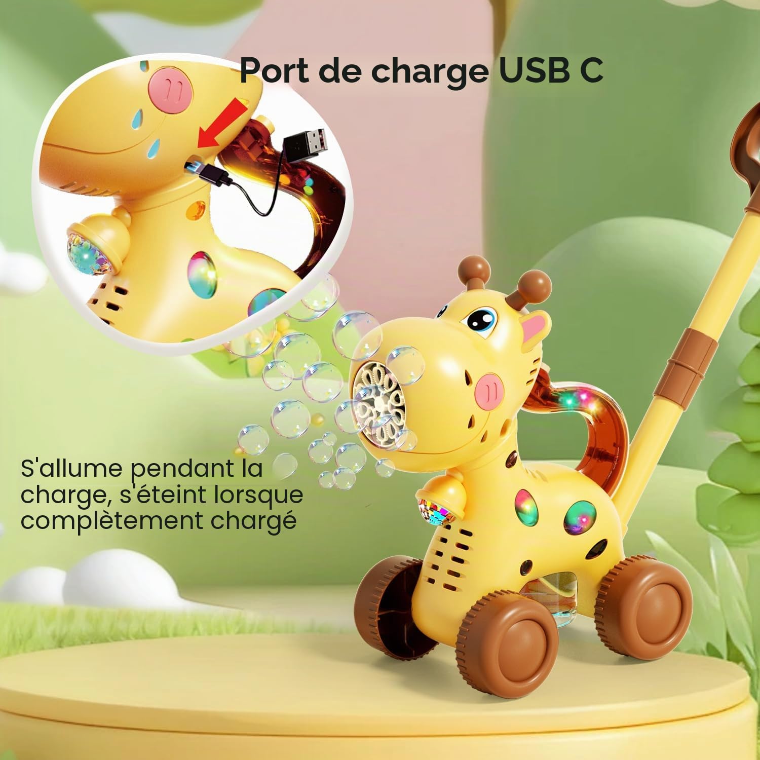Machine a Bulles pour Enfant,USB C Rechargeable Pistolet a Bulle de Savon Automatique, Produit Tondeuse à Bulles,Jeux Exterieur Jardin Jouet,Fête Cadeaux d'anniversaire