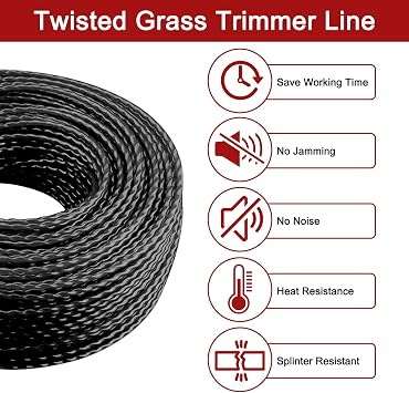 Weed Eater String .080-inch-by-393-ft String Trimmer Line Twisted Grass Trimmer Line for Stihl Echo Husqvarna Universal Grass Cordless Electric Trimmer -0.080