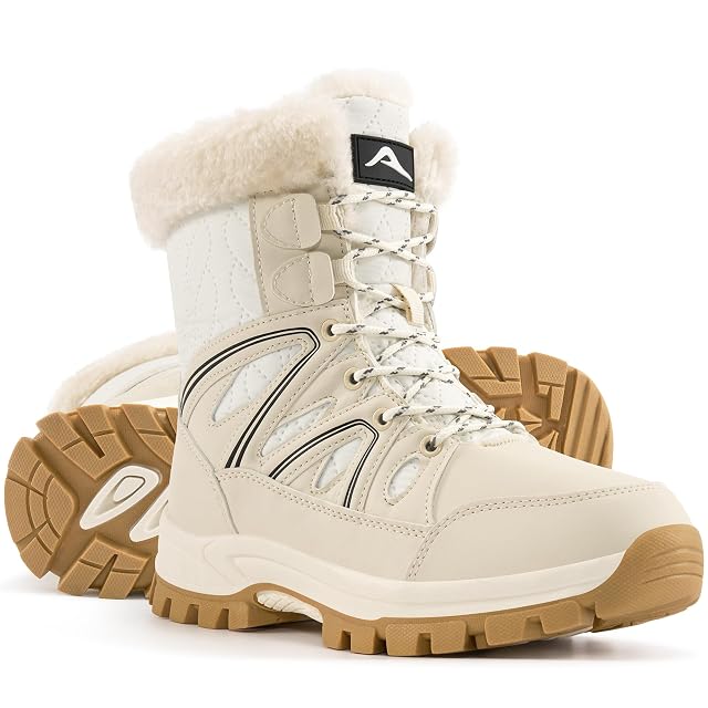 Snow Boots for Women Winter Womens Warm Fur Lined Mid Calf Booties Waterproof Non Slip Comfort Boot for