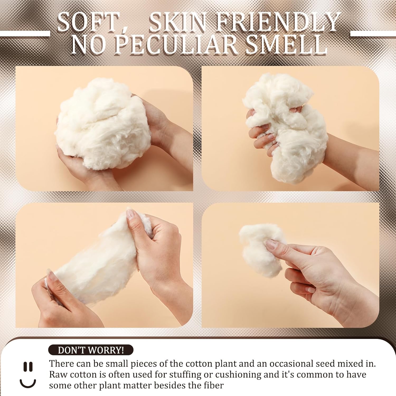 Berlune 2000g/4.4lb Organic Raw Cotton Stuffing Natural Cotton Filling for Pillow Upholstery Couch Dolls Art Crafts Stuffed Animals Filler