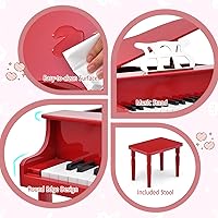 Vista 4 de Costzon Piano Clásico para Niños, Piano de Madera de 30 Teclas con Soporte para Partituras y Asiento, Mini Juguete Musical para Niños, Ideal