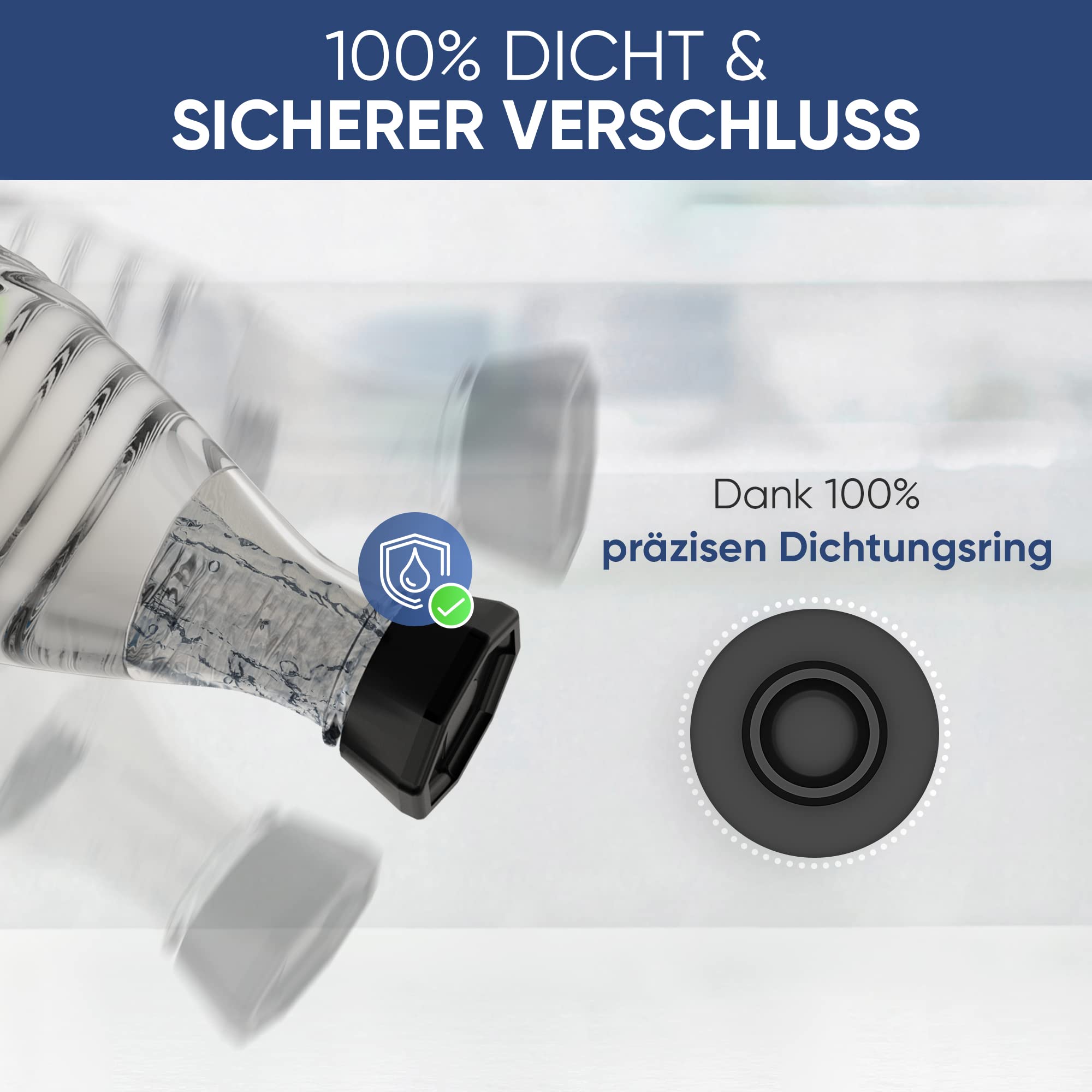 2 Bouchons En Silicone Pour Bouteilles Sodastream – Couvercles Réutilisables Noirs, étanches Et Faciles à Utiliser