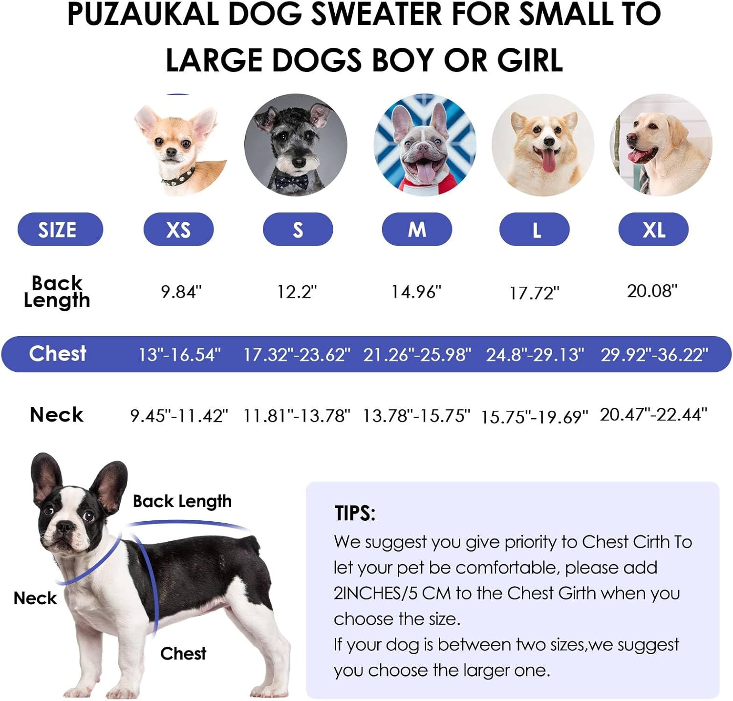 Dog Sweater,Adjustable Dog Sweaters for Small, Medium and Large Dogs Boys Girls, Dachshund Chihuahua Fleece Dogs Sweater(Blue,XS) - Image 4