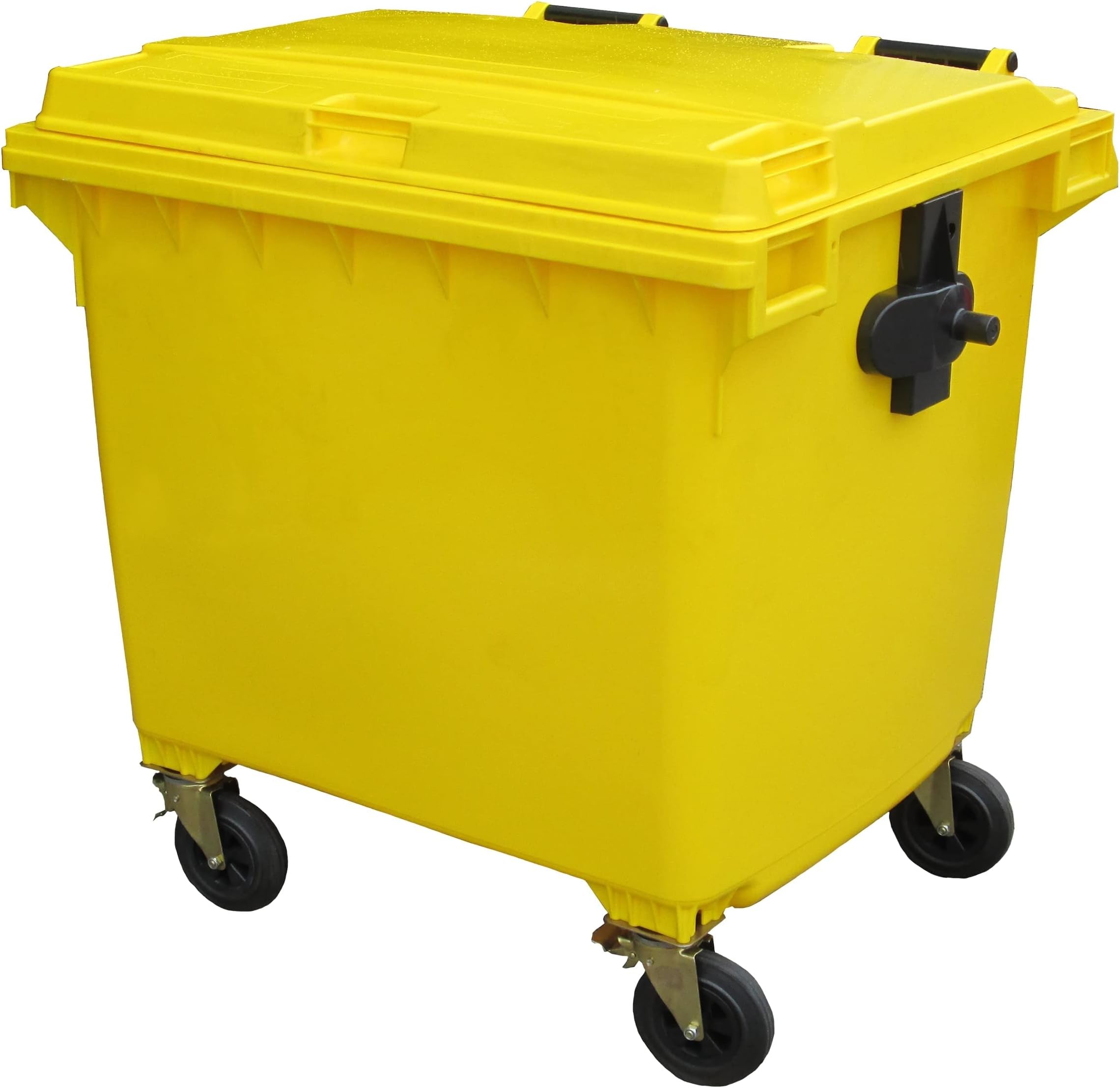 Yellow 1100 ltr 4 Wheel Wheelie Bin - Large Size 4-Wheel Wheelie Bin - Tough & Durable - For All Your Outdoor Rubbish & Recycling - EN840 Certified & Tested