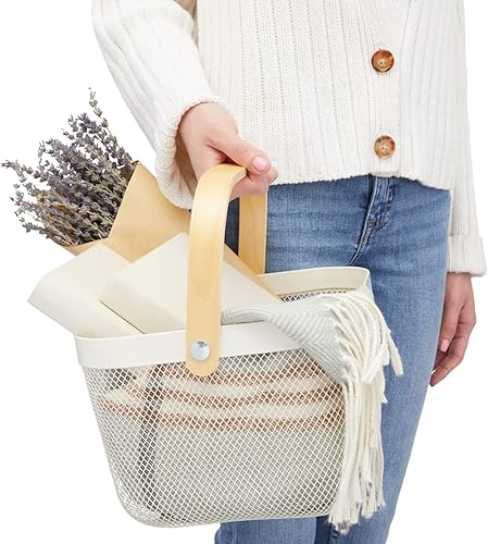 Miniatura 5 de Juvale Cesta de frutas cuadrada de malla metálica con mango de madera para cocina, almacenamiento y organización de despensa (9.5 x 7 pulgadas,