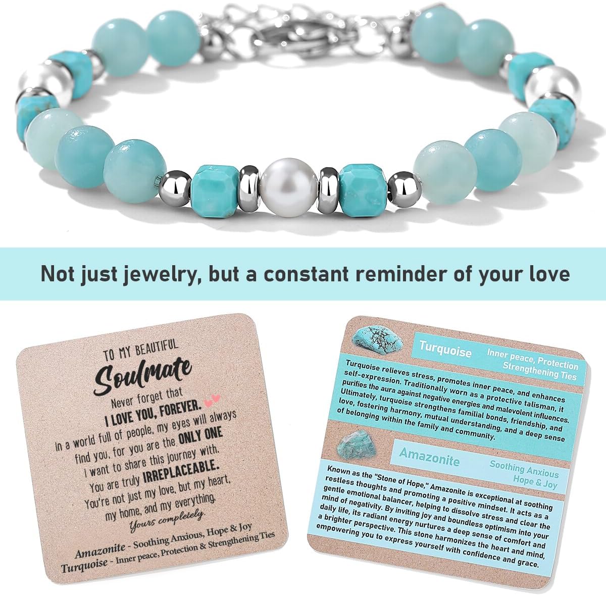 Quietsun Handmade Trendy Gifts for Her-Soothing/Protective Natural Crystal Bracelets for Girls/Teens/Adults-Adjustable-Nontarnish-Gift Box Packing image 2