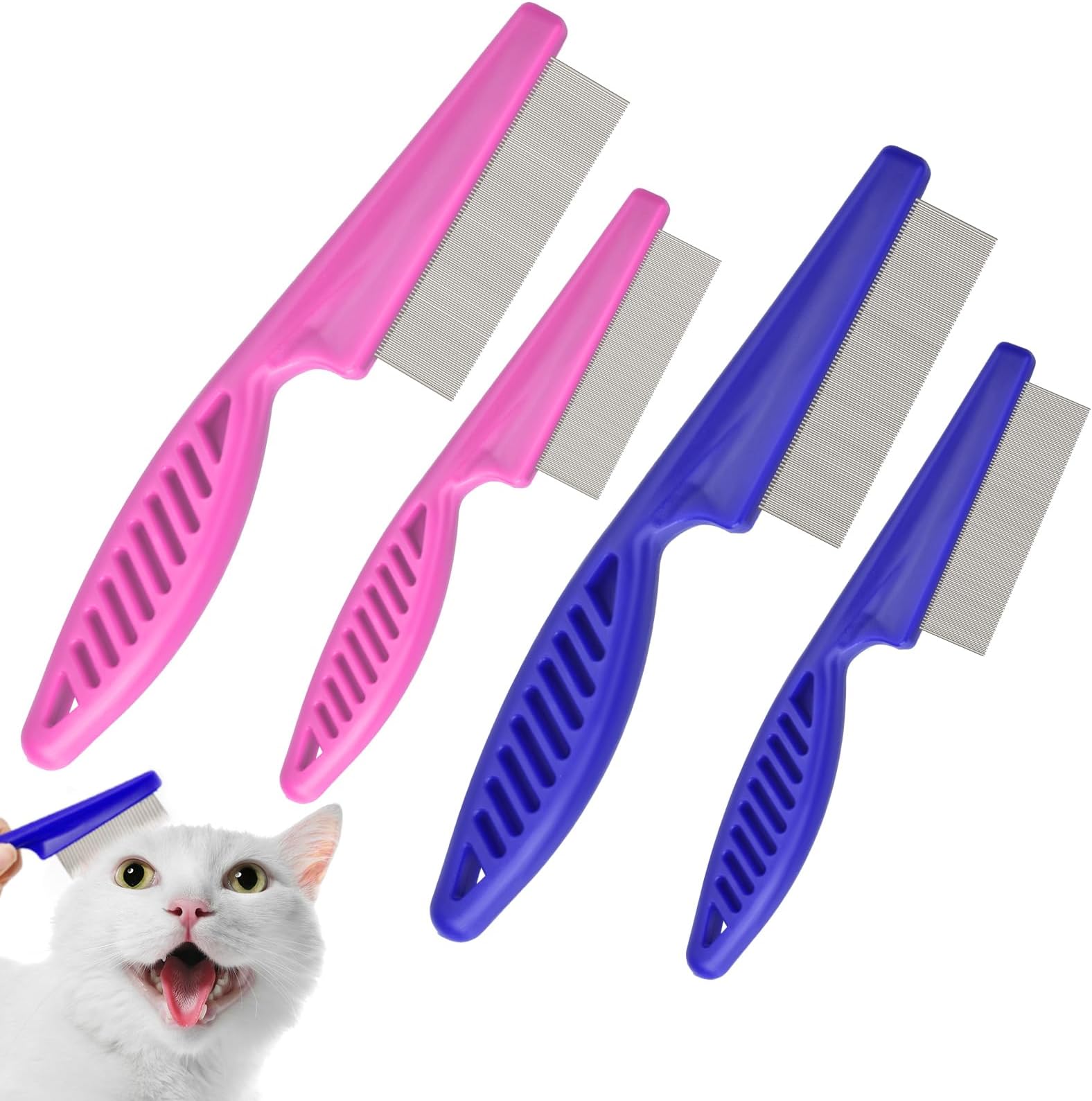 CAPHONT Flea Comb for Cats with Handle, 4 Pcs Flea Brush