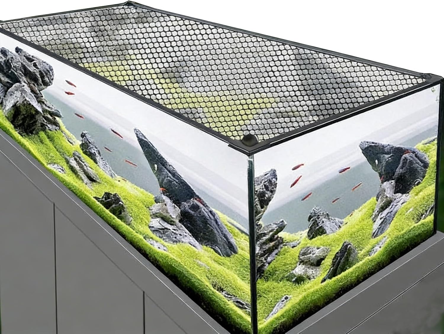Aquarium Lid DIY Magnetic Aquarium Anti-Jump Cover, Custom Made Mesh Terrarium Lid Aquarium Cover, Cut to Any Size Ventilation Transparency Anti-Jumping Aquarium Cover(40x23CM/15.75x9.06in)