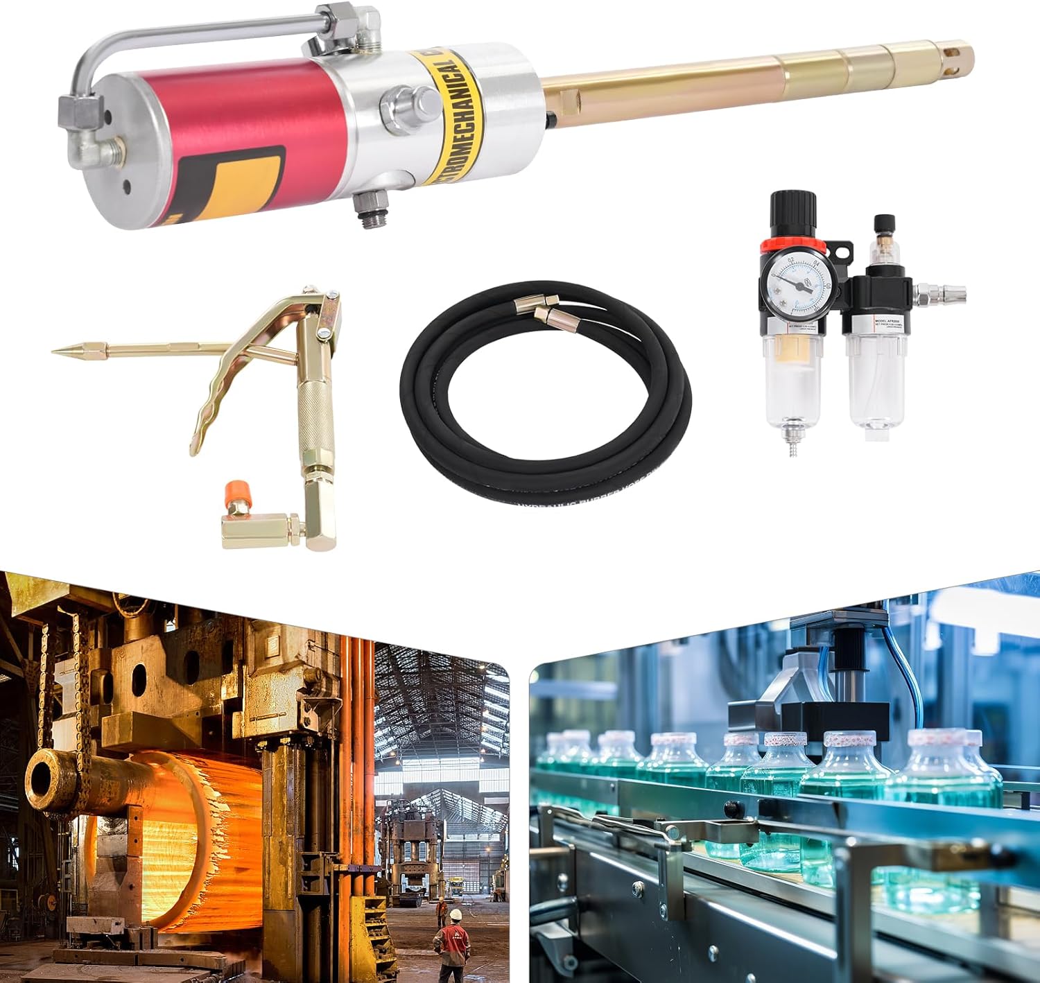 Grease Pump 50:1 Ratio Air Operated Grease Pump, Oil Injector with 13 ft High Pressure Hose & Universal Gun, Air Operated Pneumatic Oil Transfer Pump Heavy Duty 35mm 30-40MPa