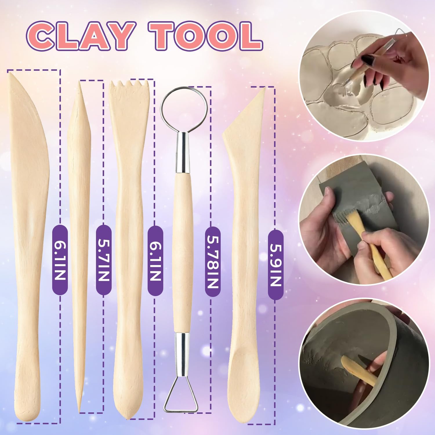 100ml Air Dry Clay Glaze and 29pcs Clay Tools Kit - Waterproof Scratch-Resistant Gloss Varnish Protects from Wear/Cracking, Pottery Tools for Stippling, Carving, Molding & Shaping Clay Crafts - Image 4