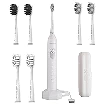 BarberBoss Spazzolino elettrico intelligente per adulti, 6 testine di ricambio, 5 modalità di pulizia, sensore di pressione, timer a intervalli quadruplo e ricarica USB, spazzolino sonico