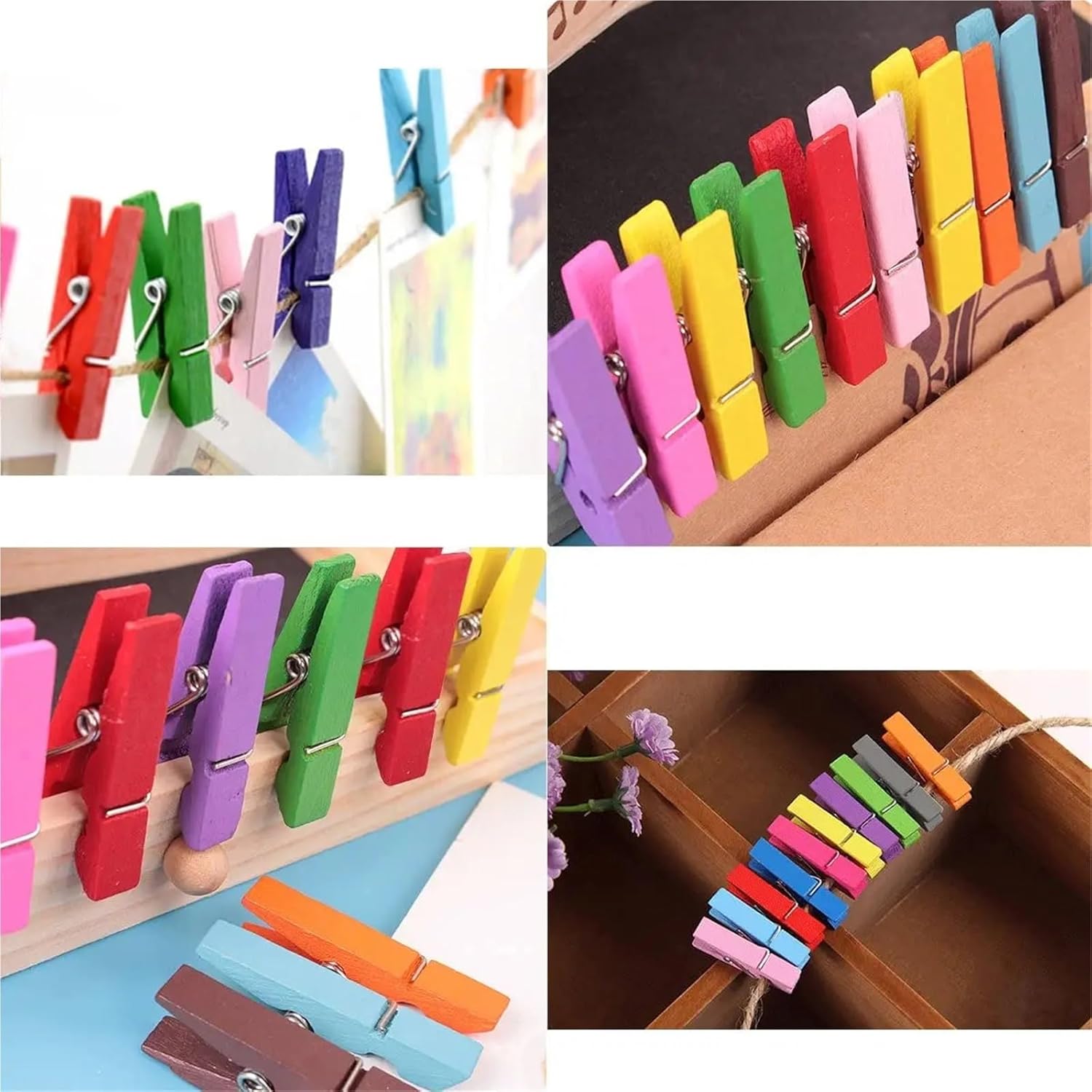 Clothes Pins 25/35/45MM Length Colorful Mini Size Wooden Clips for Clothes,Photo Clips,Paper Clothespin, Wood Clamp for Photo Wall and DIY Craft(45mm 300pcs)
