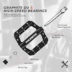 RockBros Pédales de vélo de montagne léger Nylon Fibre plate-forme de vélo Pédalos pour la route MTB 9/16"