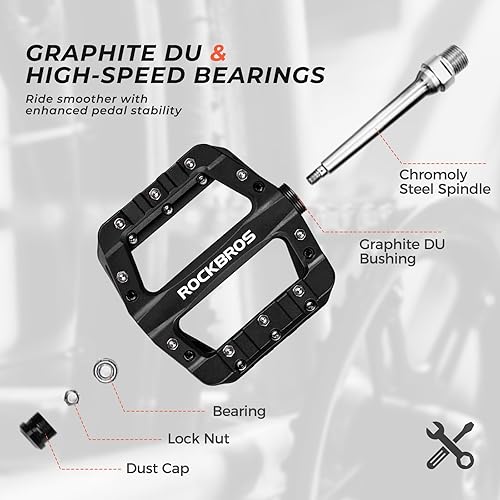 Miniatura 8 de RockBros Pedales MTB pedales de bicicleta de montaña pedales ligeros de fibra de nailon para bicicleta BMX MTB 916 pulgadas
