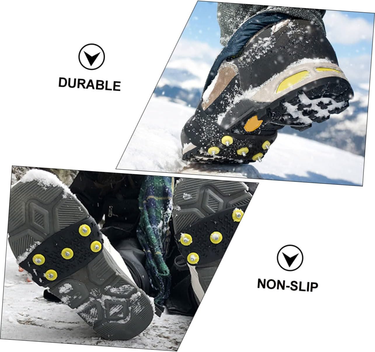 2 Pairs Non-Slip Shoe Covers Mountaineering Ice Grippers Anti-Slip Shoe Covers Snow Shoe Grippers Ice Grippers for Shoes and Boots Ice Cleats Grippers Boots Grips Black TPE
