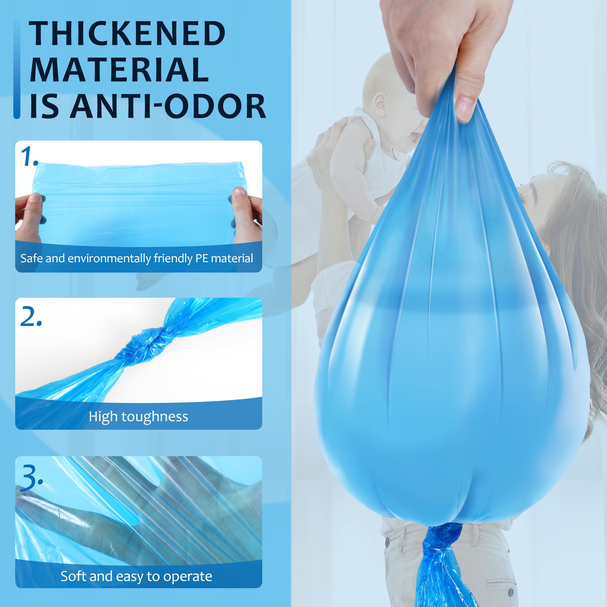 Paquete de 18 Recambios, Película Engrosada Con Buena Hermeticidad Y Resistente A Los Olores, Adecuada Para Tommee Tippee, Litter Locker, LittyCat, Chicco Y Sprout.