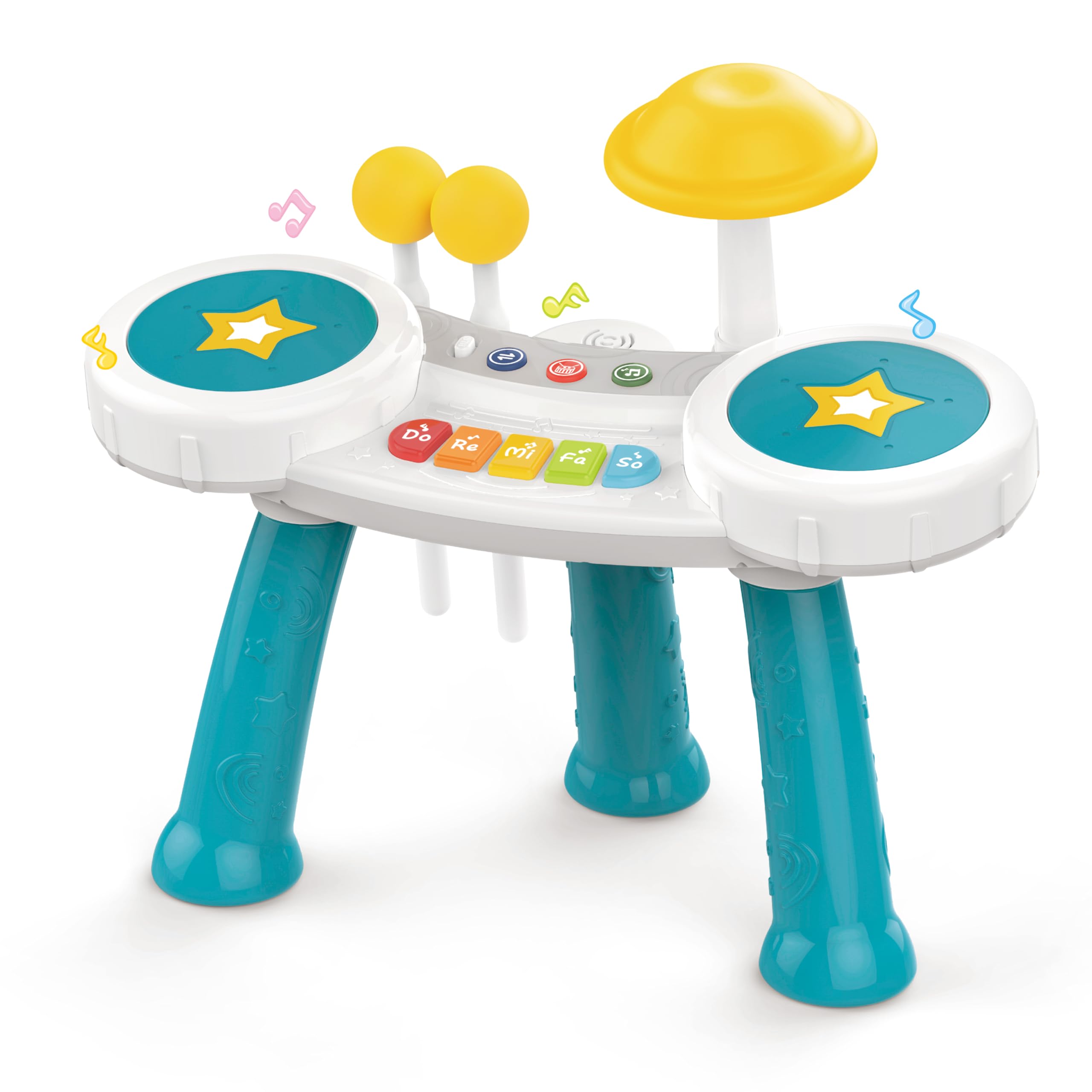 Tambor Infantil Juguete - Batería Juguete para niños con melodías - Tambores, Platillos, Piano - Instrumento Musical niños 1 año
