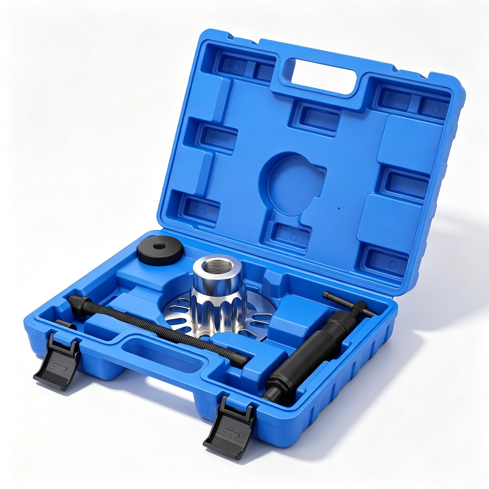 10T Hydraulischer Radnaben Abzieher Profi-Set, Universell für 4/5-Loch Felgen (96-125mm), Antriebswellen Ausdrücker mit manueller Hydraulikpumpe