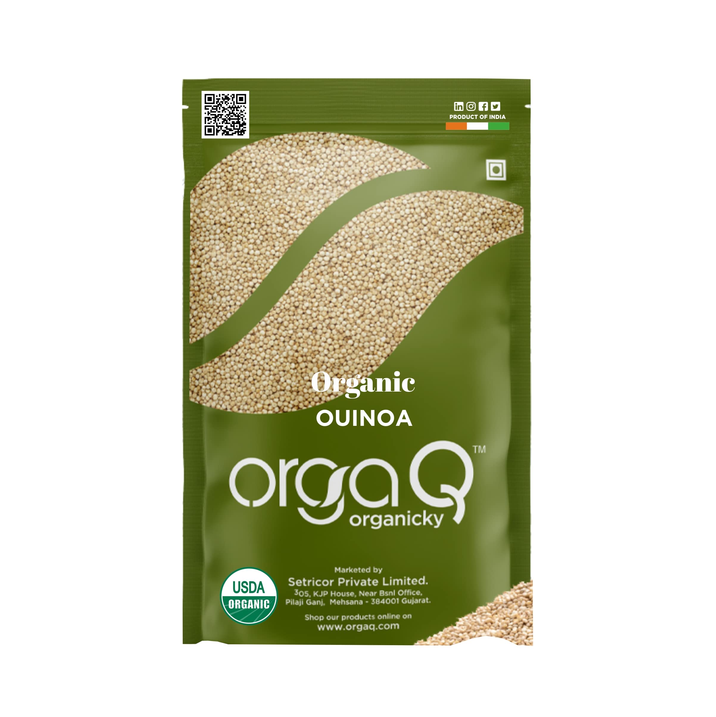 OrgaQ Organicky Organic Quinoa Seeds - 1000 Grams (500GM X 2) | Very High in Protein (Gluten Free)