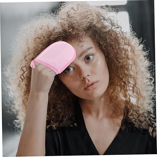 Miniatura 9 de Healifty 4 guantes de eliminación de maquillaje, guantes de limpieza facial reutilizables para eliminación de maquillaje, suaves y lavables,