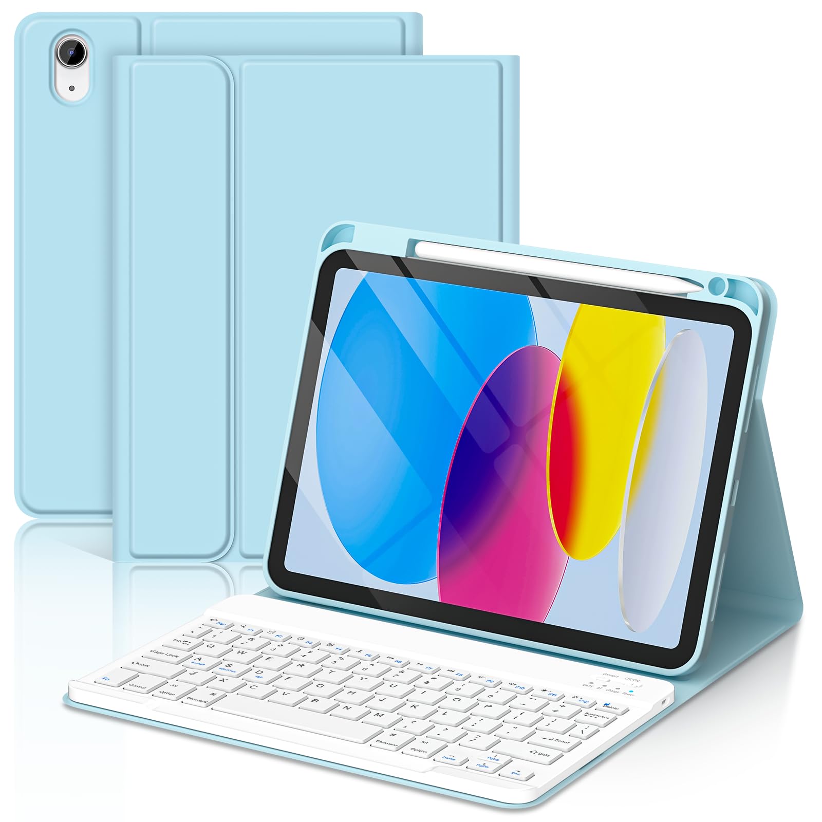 TaIYanG for iPad A16 11th 10th Generation Case with Keyboard- Detachable Bluetooth Keyboard Case with Pencil Holder, Thin & Light- Folio Cover for