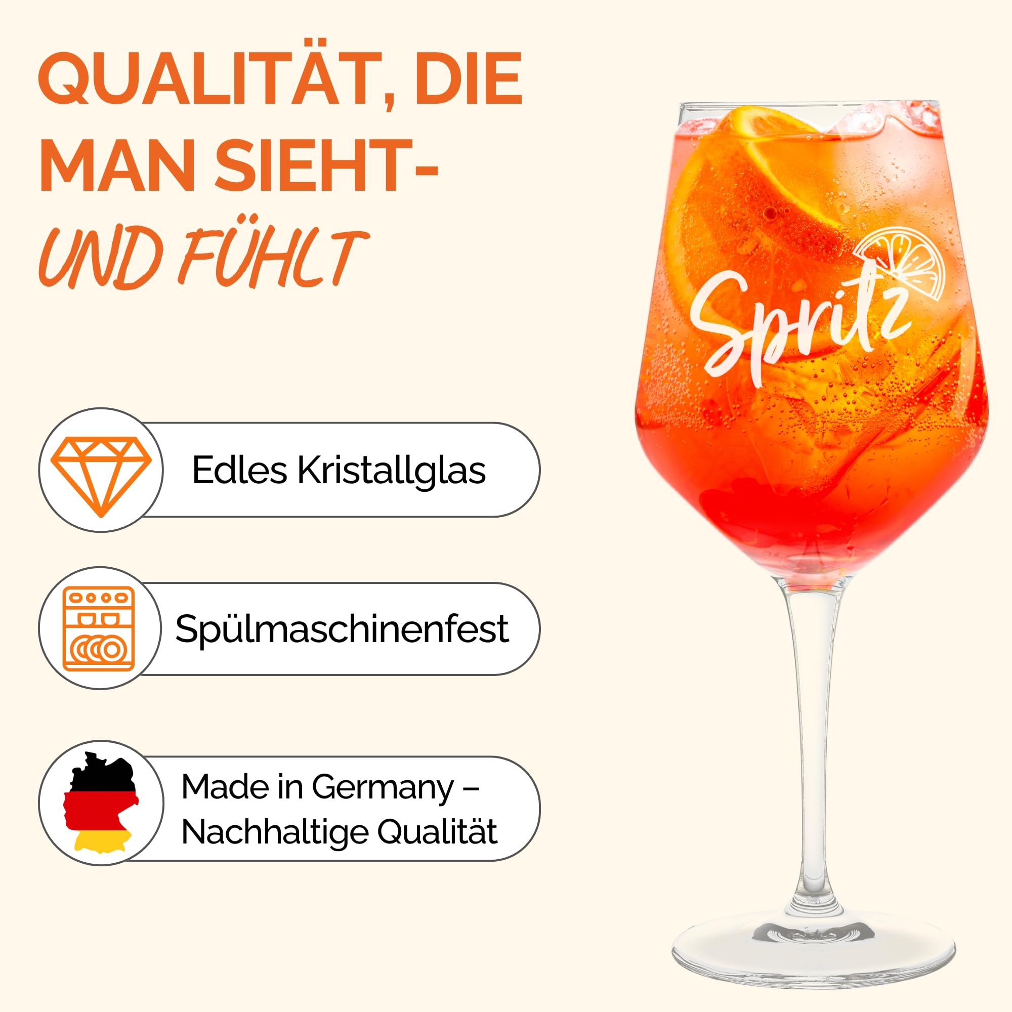 Aperol - Set di 2 bicchieri spritz realizzati in Germania - Bicchieri Aperol unici per il momento di piacere perfetto | Qualità superiore | Cristallo 430 ml | Ideale