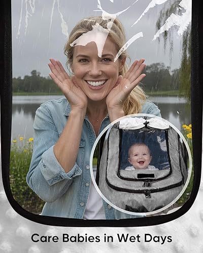 Miniatura 7 de Funda impermeable para asiento de coche para bebé, funda de lluvia para asiento de coche de 2 capas con ventana transparente y parasol y cubierta